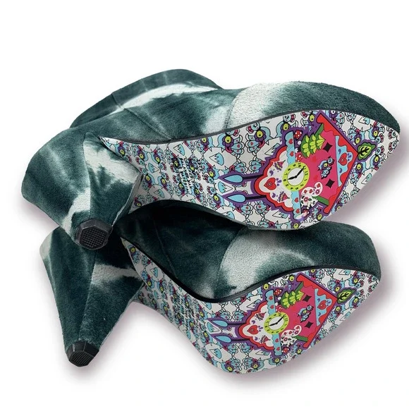 ❌SOLD❌ BRAND NEW 2011 Couture IRREGULAR CHOICE tie dye platform hexagonal boots - Picture 3 of 14
